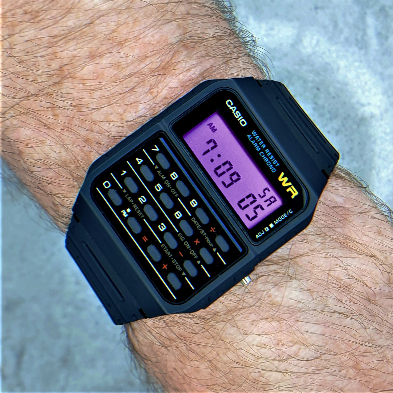 Casio Calculator Watch with Lavender Screen Mod (CA-53W-1ER)-image