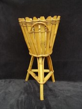 ancien porte pot en bambou rotin Louis SOGNOT vintage design vers 1950 . 1960