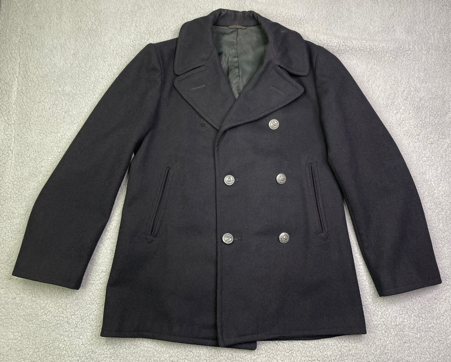 Vintage US Navy Issue Enlisted Overcoat Pea Coat Men'… Gem
