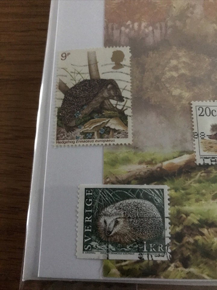 Hand Made Birthday Card Postage Stamps Hedgehog eBay