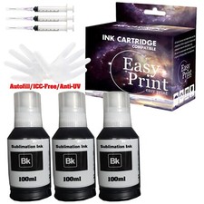 3PK Black Sublimation Ink EcoTank Supertank Inkjet Printer for ET-2720 ET-3759