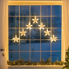 Christmas Curtain Lights LED Star Window Decoration Battery Timer H90cm x W84cm