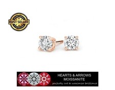 1.60 Carat Moissanite Hearts & Arrows Stud Earrings in 14K Gold 