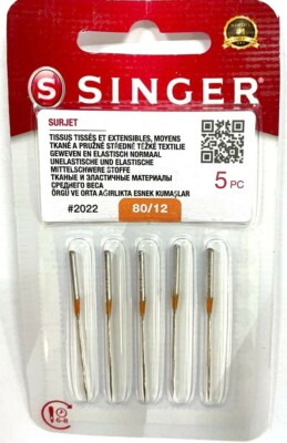 5 Original Singer Overlock (Ultralock 14SH) Nähmaschinen Nadeln 2022 Stärke 80/1