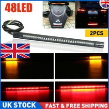 2X Car Motorcycle LED Strip Light Tail Turn Signal Indicator Flowing Amber Red