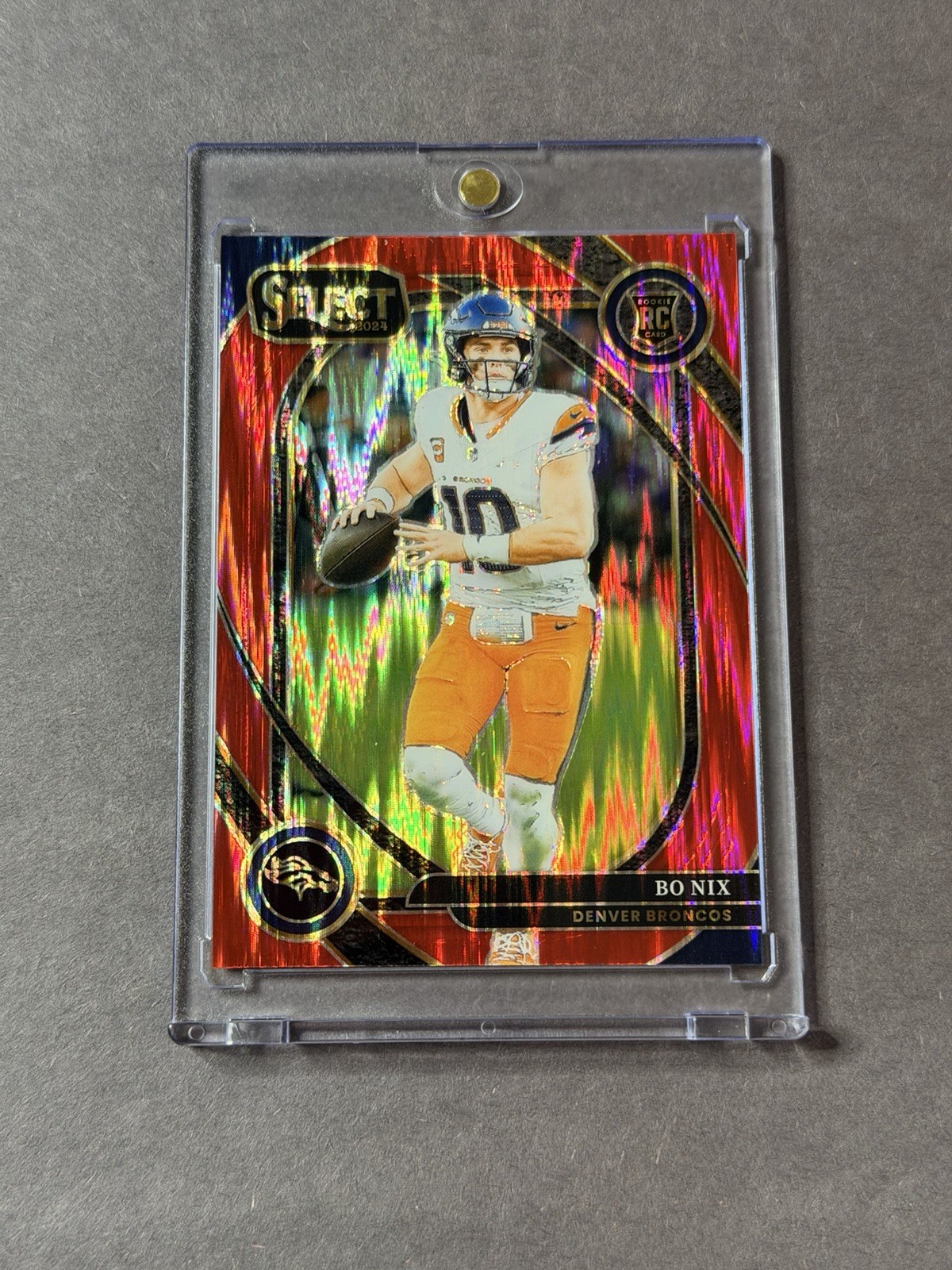 2024 Panini Select Club Level Bo Nix #221 Red Shock Prizm /249 (RC)
