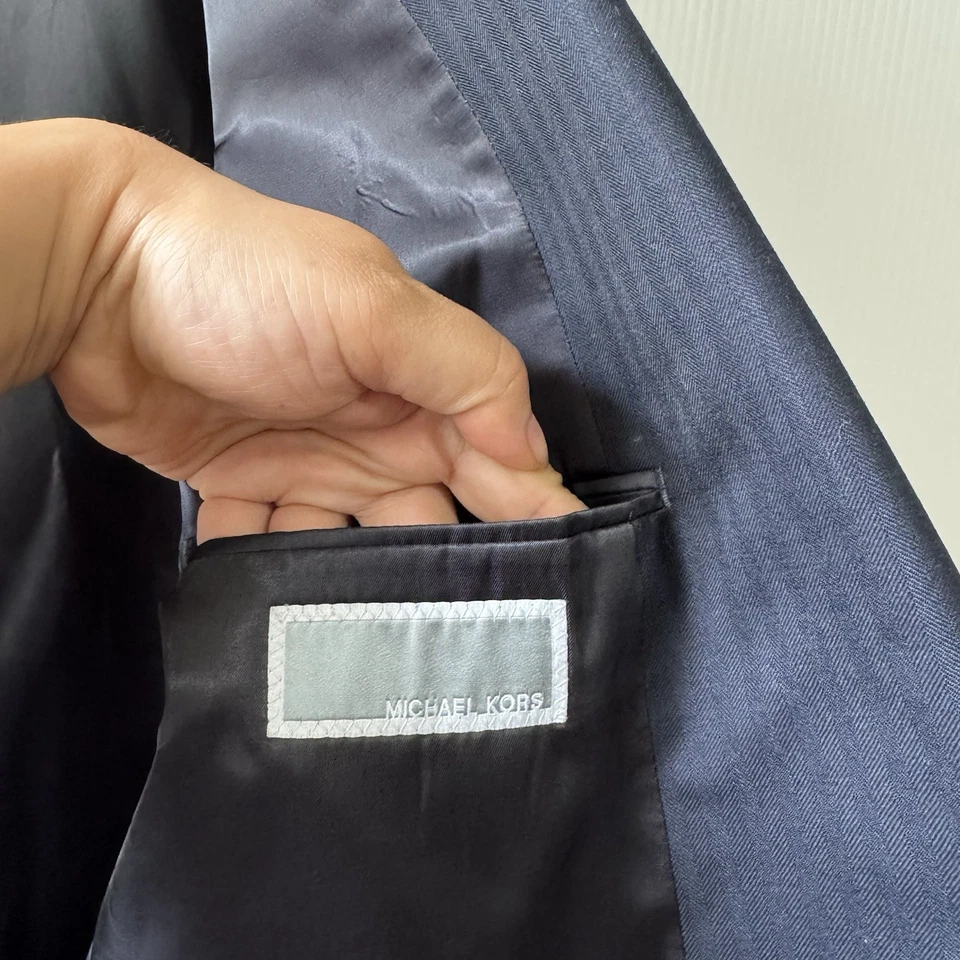 Новый MICHAEL KORS 100% шерсти Blazer куртка две кнопки мужской размер 50R темно-синий - Изображение 4 из 4