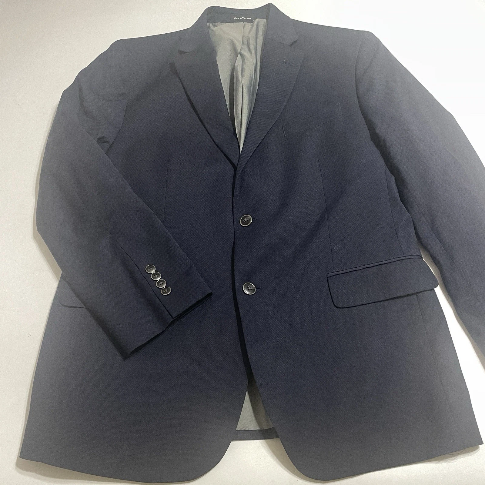 Pronto Uomo Mens Navy Blue Wool Blend Sport Coat Blazer Jacket 44L NWT