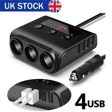 3 Way 12V 24V Multi Socket Car Cigarette Lighter Splitter USB Charger Adapter UK