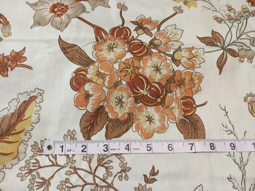 Vtg 1970s Spectrum Trend Cotton Fabric Brown Rust Beige Blue Large Floral 2 Yds - Picture 16 of 17