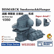 BUNKER Studio 1/350 BISMARCK Smokestack and Hangar for Trumpeter 05358
