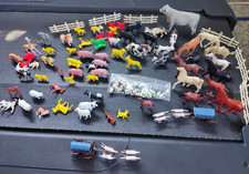 Vintage Mixed Plastic Farm  Zoo Animals and Accessories Lot of 89 Pieces