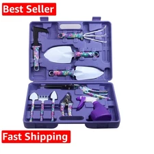 Garden Tools Set, 10 Pieces Gardening Tools with Floral Print, Ergonomic Hand...