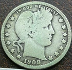 US 1908-S Barber Quarter  **