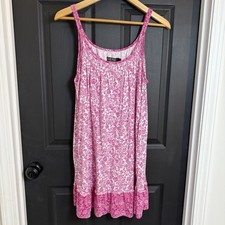 Lauren Ralph Lauren Nightgown L Pink Floral Ruffle Hem Double Strap Romantic