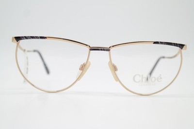 Vintage Brille Chloe 032 Gold Violett Oval Brillengestell eyeglasses