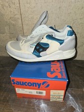Vintage SAUCONY Jazz 4000 Shoes White Blue Sz 9 w/ OG Box Made In USA Deadstock