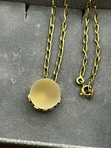 Lalique Paris Frosted Crystal Hollow Pendant Necklace 18k Vermeil & Silk Chain - Picture 3 of 17
