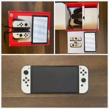 Nintendo Switch OLED Model White Joy-Con Console Box Dock Original Box Tested