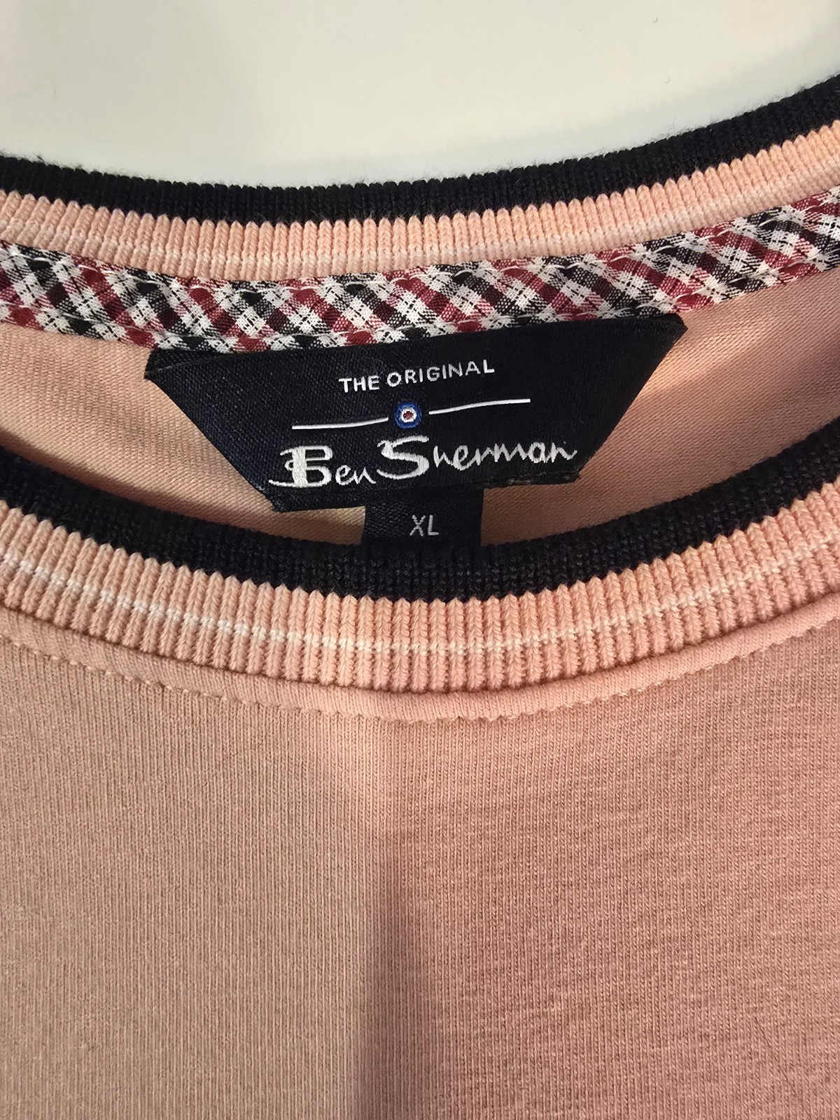 Ben Sherman Men's XL Salmon and Blue Short Sleeve T-shirt Cotton Soft Stretch