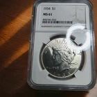 1934 Peace Dollar NGC MS 61