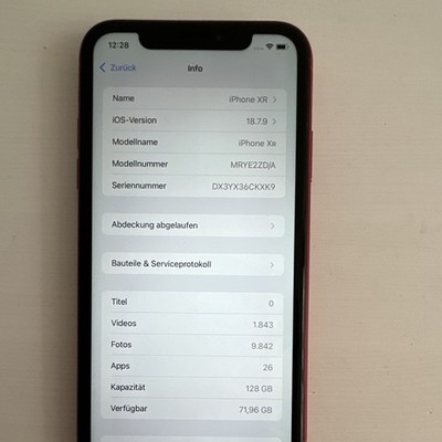 Apple iPhone XR 128GB Rot iOS Smartphone Ohne Simlock MRYE2ZD/A