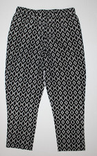 Tahari Pull on Pants Sz M Elastic Waist NWT Black White Diamond Pattern
