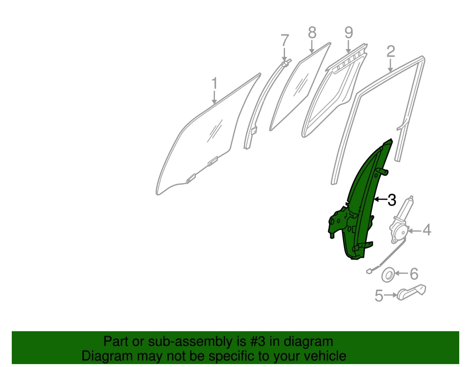 Genuine Nissan Frontier 05-21 Rear Driver Side Window Regulator FOR POWER WINDOW - Image 2 of 2
