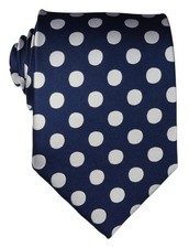 New Classic Men's Polka Dots Silk Tie Necktie   Dark Blue/White