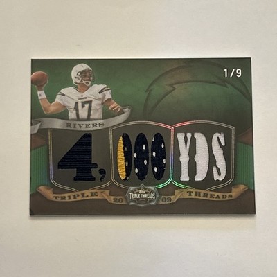 Philip Rivers, S/N 1/9 EMERALD,  4,000 YDS  Relic, 2009 Topps Triple Threads FB