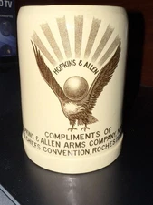 Antique Mettlach German stein Hopkins & Allen Arms Company Norwich Conn. - mint!