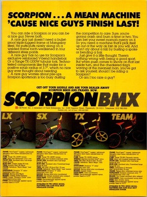 1981   SCORPION BMX LX SX TX TEAM Print Ad   80s BMX Bike FA.27