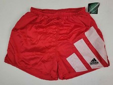 Vtg Adidas Equipment 90s Shiny Satin Red White Football Soccer Shorts M NOS NEW