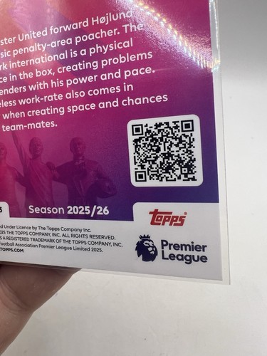 TOPPS PREMIER LEAGUE 2026 25/26 Carta Base Rasmus Hojlund Manchester United - Foto 12 di 14