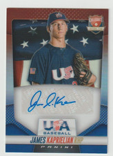 JAMES KAPRIELIAN 2014 Panini USA Baseball Box Set RED WHITE BLUE Prizm AUTO /25