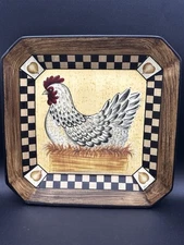 Porcelain Cockerel Rooster MWW Market 8” Square Plate Farmhouse Cottage Trinket