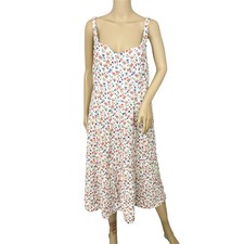 Old Navy Womens XL Fit & Flare Linen Blend Midi Dress Floral Smocked Coquette