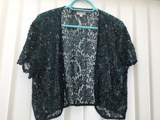 PHASE EIGHT DARK TEAL LACE &GLASS BEADS SHRUG - 16 - LOVELY CONDITION 🌈🍀🌈🍀