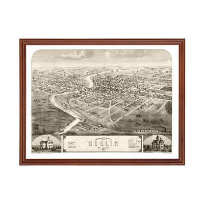 Old Map of Berlin, WI 1867 - Vintage Berlin Wisconsin Art