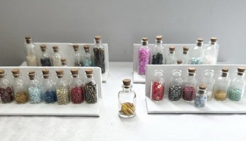 Assorted Beads In Glass Jars - Glass, Gemstone, Metal, Clay Lot#2