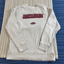 Arkansas Razorbacks Sweatshirt Mens Large Gray NCAA Football Champion Crewneck
