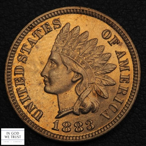 1883 PROOF Partial-CAMEO Indian Head Copper Cent 1C PR CAM