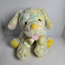 Walmart Pastel Multicolor Dog Plush Puppy 11 Inch Yellow Pink Blue Stuffed