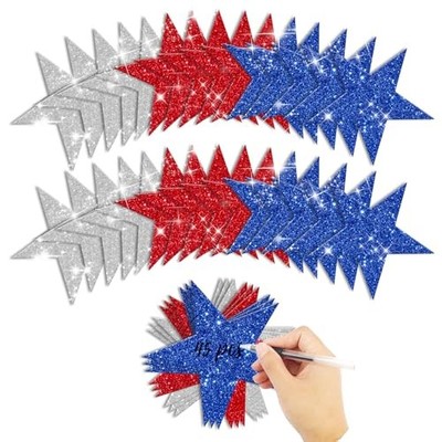 Asofelk 45PCS Red and Blue Paper Star Cutouts, Patriotic Glitter Stars Cutouts