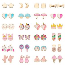 24 Pairs Hypoallergenic Stud Earrings Set for Girls Sensitive Ears With Stainles