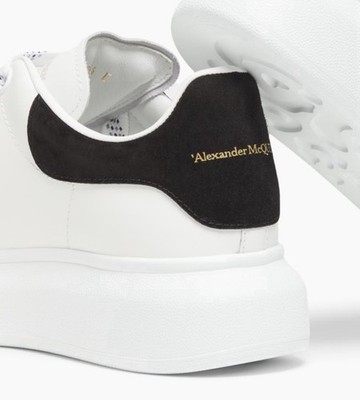 Alexander McQueen Leather Sneakers Black And White Size 7.5 Originally $600
