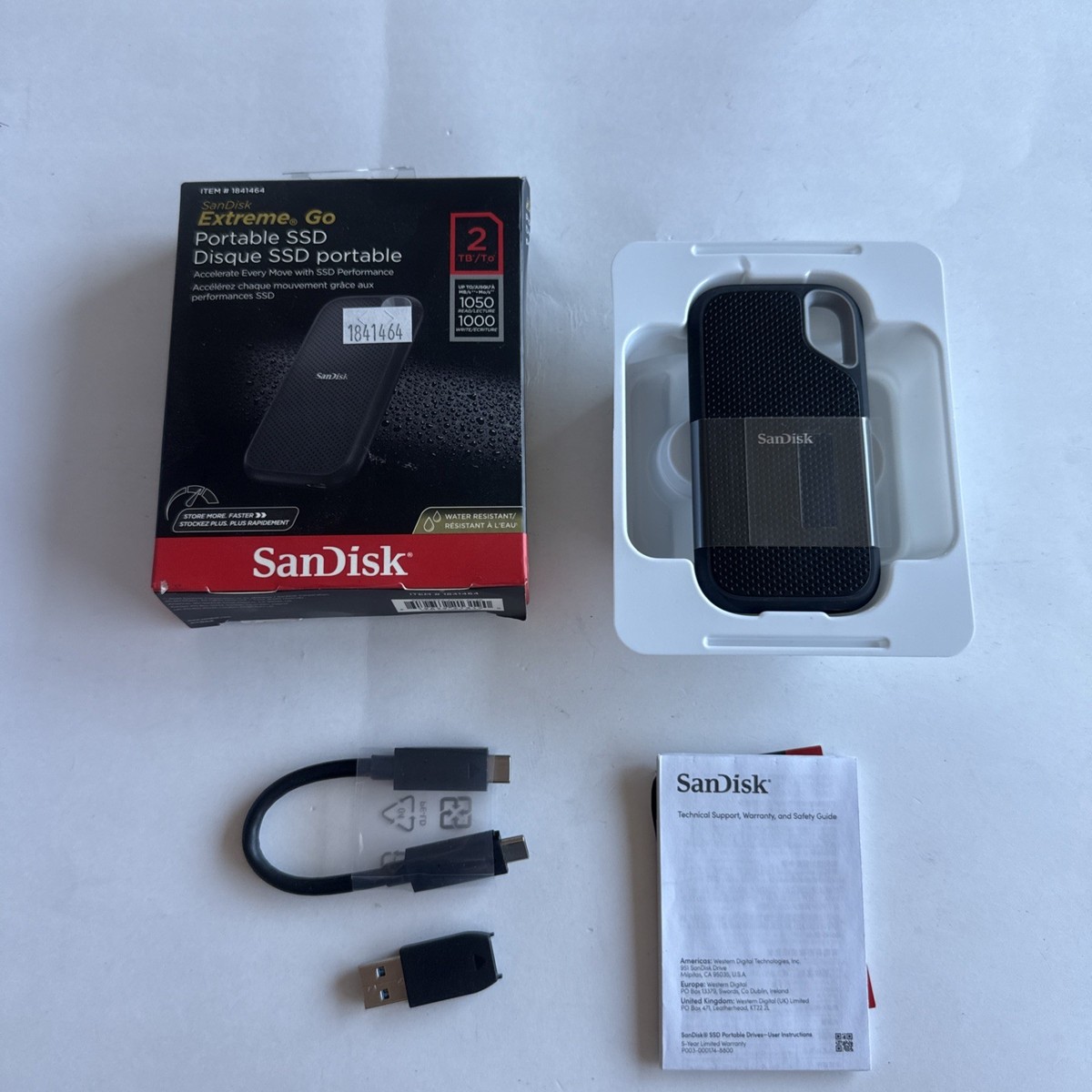 SANDISK Extreme GO 2TB Portable External SSD USB-C Open Box | eBay