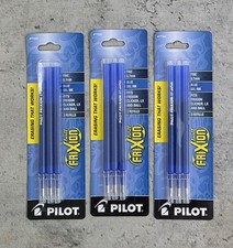 Pilot FriXion Erasable Pen Gel Refills Blue Ink Fine 0.7mm 3pks of 3 NEW Sealed