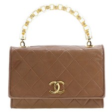 Chanel Matelasse Lambskin Handbag Women Brown One Size