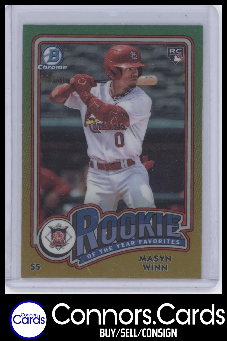 Masyn Winn 2024 Bowman #ROY-3 Rookie of the Year Favorites Gold Refractor /50